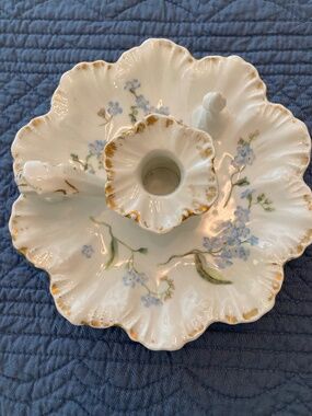 Limoges Porcelain Candlestick Holder with Handle